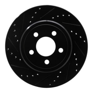 Chrysler 300 Brake Rotor (1) - Rear Left - R1 Concepts - Drilled & Slotted - Black - `05-`23